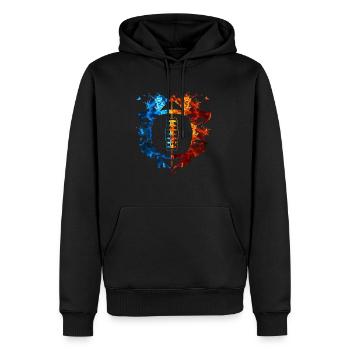American Football Flammen - Männer Premium Bio Hoodie - Schwarz - Vorne - Nico (187cm)