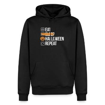 Eat Sleep Halloween Repeat Shirt Geschenk - Männer Premium Bio Hoodie - Schwarz - Vorne - Nico (187cm)