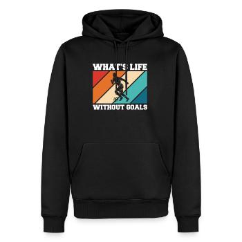 Qu’est-ce que la vie sans buts Maillot Football Motivation - Sweat à capuche Premium bio Homme - noir - Devant - Nico (187cm)