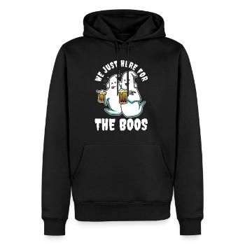 Je suis juste là pour les boos - Sweat à capuche Premium bio Homme - noir - Devant - Nico (187cm)