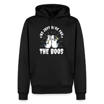 Je suis juste là pour les boos - Sweat à capuche Premium bio Homme - noir - Devant - Nico (187cm)