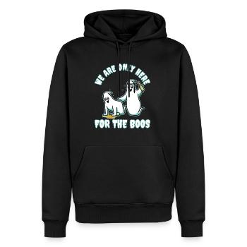 Je suis juste là pour les boos - Sweat à capuche Premium bio Homme - noir - Devant - Nico (187cm)