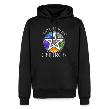La nature est mon église - Sweat à capuche Premium bio Homme - noir - Devant - Nico (187cm)