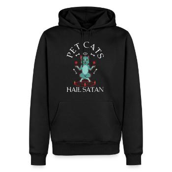 Les chats de compagnie saluent Satan - Sweat à capuche Premium bio Homme - noir - Devant - Nico (187cm)