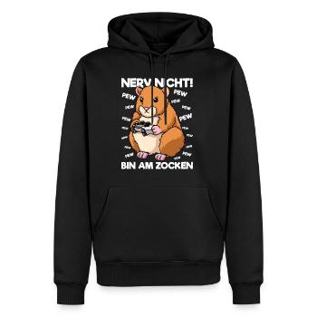 Nerv nicht bin am Zocken Gaming Hamster - Männer Premium Bio Hoodie - Schwarz - Vorne - Nico (187cm)