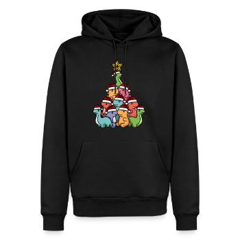 Arbre de Noël Dino - Sweat à capuche Premium bio Homme - noir - Devant - Nico (187cm)