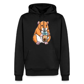 Kawaii Bubble Tea Hamster - Männer Premium Bio Hoodie - Schwarz - Vorne - Nico (187cm)