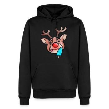 Renne Rudolph avec popsicle à la crème glacée - Sweat à capuche Premium bio Homme - noir - Devant - Nico (187cm)