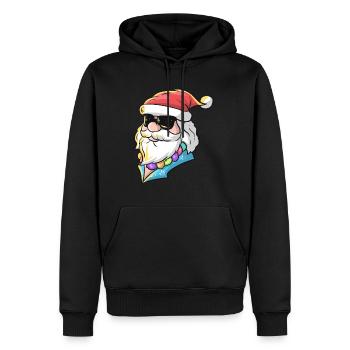 Père Noël en chemise hawaïenne et lunettes de soleil pour - Sweat à capuche Premium bio Homme - noir - Devant - Nico (187cm)
