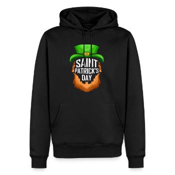 Logo barbe-rouge et chapeau vert pour la Saint-Patrick - Sweat à capuche Premium bio Homme - noir - Devant - Nico (187cm)