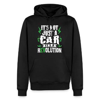 E-car Electric Funny Car Saying rEVolution EV - Männer Premium Bio Hoodie - Schwarz - Vorne - Nico (187cm)