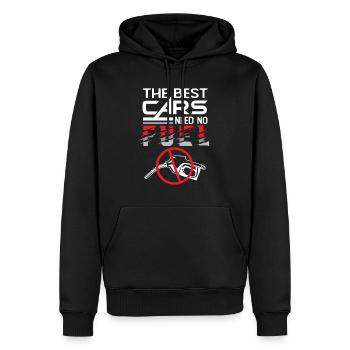E-car Electric Funny Car Saying rEVolution EV - Männer Premium Bio Hoodie - Schwarz - Vorne - Nico (187cm)