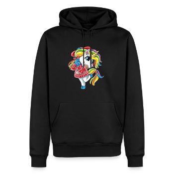 Lustiges Einhorn mit Christmas Ugly Sweater Weihna - Männer Premium Bio Hoodie - Schwarz - Vorne - Nico (187cm)