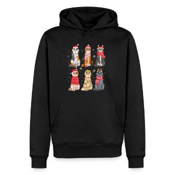 Katzen Weihnachtsbaum Weihnachten Spruch Meowy Cat - Männer Premium Bio Hoodie - Schwarz - Vorne - Nico (187cm)