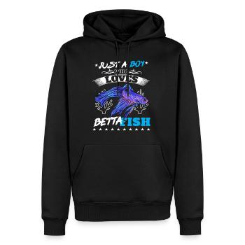 Just A Boy Who Loves Betta Fish Siamesischer Kampf - Männer Premium Bio Hoodie - Schwarz - Vorne - Nico (187cm)