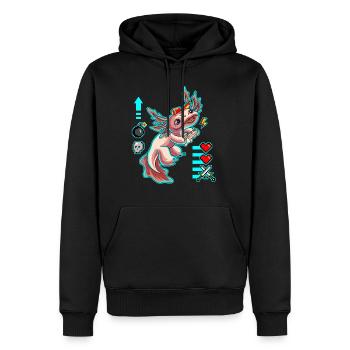 Gamesolotl Axolotl Gamer Molche Gamerin Gaming - Männer Premium Bio Hoodie - Schwarz - Vorne - Nico (187cm)