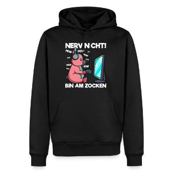 Nerf pas je suis au cochon de jeu de jeu - Sweat à capuche Premium bio Homme - noir - Devant - Nico (187cm)