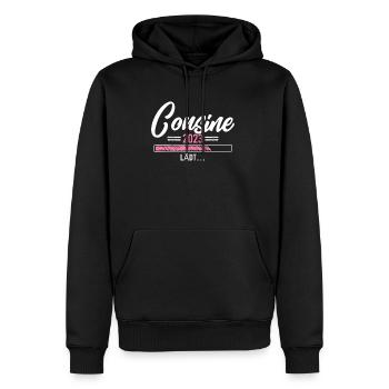 Charges Cousin 2023 - Sweat à capuche Premium bio Homme - noir - Devant - Nico (187cm)