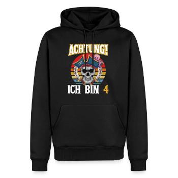 Geburtstagsshirt 4 Jahre Junge Pirat Totenkopf Pir - Männer Premium Bio Hoodie - Schwarz - Vorne - Nico (187cm)