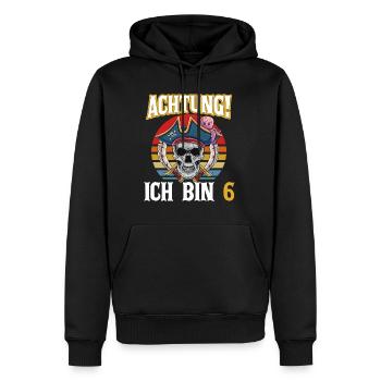 Geburtstagsshirt 6 Jahre Junge Pirat Totenkopf Pir - Männer Premium Bio Hoodie - Schwarz - Vorne - Nico (187cm)