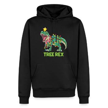 T-Rex Weihnachten Dinosaurier Weihnachtsbaum Dino - Männer Premium Bio Hoodie - Schwarz - Vorne - Nico (187cm)