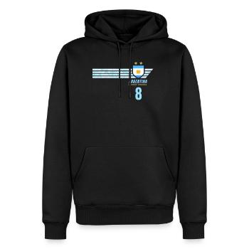 Argentinien Albiceleste Fußball Fan Trikot - Männer Premium Bio Hoodie - Schwarz - Vorne - Nico (187cm)