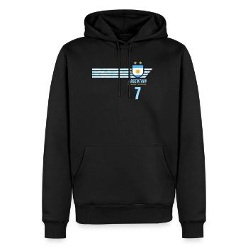 Argentinien Albiceleste Fußball Fan Trikot - Männer Premium Bio Hoodie - Schwarz - Vorne - Nico (187cm)