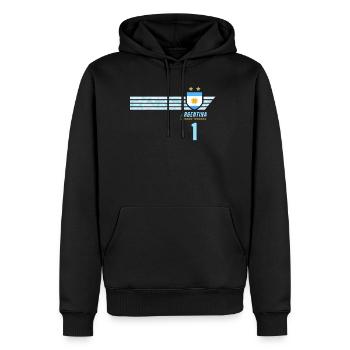 Argentine Albiceleste Supporter Maillot de Foot - Sweat à capuche Premium bio Homme - noir - Devant - Nico (187cm)