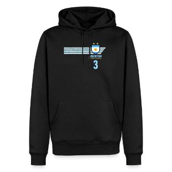 Argentinien Albiceleste Fußball Fan Trikot - Männer Premium Bio Hoodie - Schwarz - Vorne - Nico (187cm)