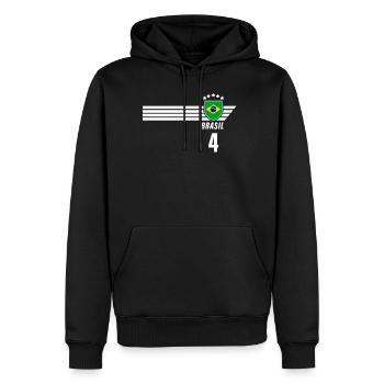 Brésil Maillot de fan de football brésilien Seleção - Sweat à capuche Premium bio Homme - noir - Devant - Nico (187cm)