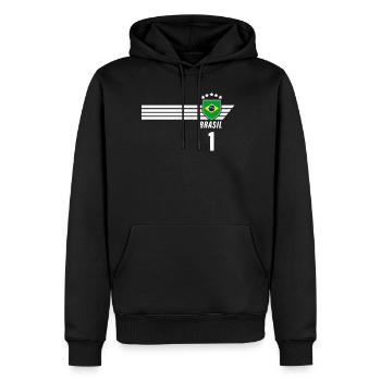 Brésil Maillot de fan de football brésilien Seleção - Sweat à capuche Premium bio Homme - noir - Devant - Nico (187cm)