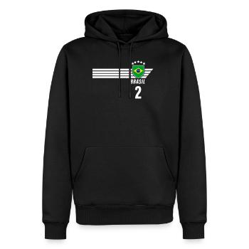 Brésil Maillot de fan de football brésilien Seleção - Sweat à capuche Premium bio Homme - noir - Devant - Nico (187cm)