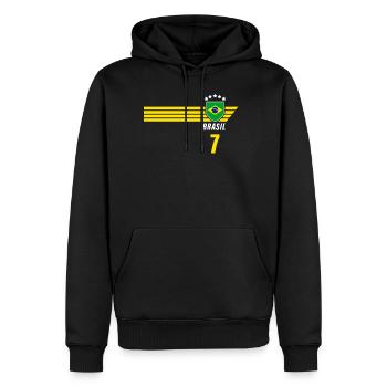 Brésil Maillot de fan de football brésilien Seleção - Sweat à capuche Premium bio Homme - noir - Devant - Nico (187cm)