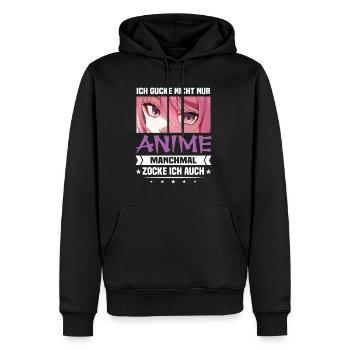 Ich Gucke Nicht Nur Anime Manchmal Zocke Ich Auch - Männer Premium Bio Hoodie - Schwarz - Vorne - Nico (187cm)
