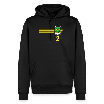 Brésil Maillot de fan de football brésilien Seleção - Sweat à capuche Premium bio Homme - noir - Devant - Nico (187cm)