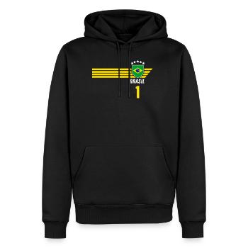 Brésil Maillot de fan de football brésilien Seleção - Sweat à capuche Premium bio Homme - noir - Devant - Nico (187cm)
