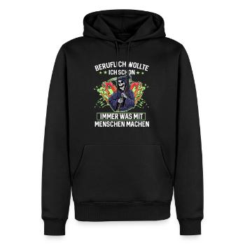 Beruflich Wollte Ich Schon Immer Was Mit Menschen - Männer Premium Bio Hoodie - Schwarz - Vorne - Nico (187cm)