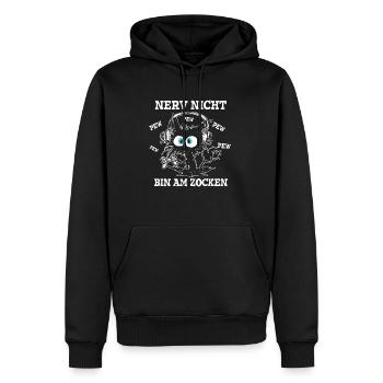 Nerv nicht bin am zocken Gamer Katze - Männer Premium Bio Hoodie - Schwarz - Vorne - Nico (187cm)