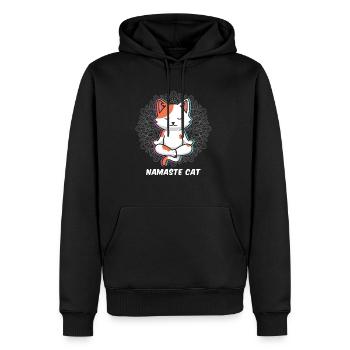 Namaste Cat Yoga Katze - Männer Premium Bio Hoodie - Schwarz - Vorne - Nico (187cm)