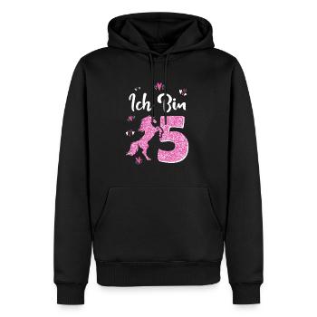 Geburtstag Mädchen 5 Jahre Pferd Prinzessin - Männer Premium Bio Hoodie - Schwarz - Vorne - Nico (187cm)
