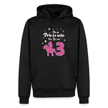 Geburtstag 3 Jahre Pferd Prinzessin - Männer Premium Bio Hoodie - Schwarz - Vorne - Nico (187cm)