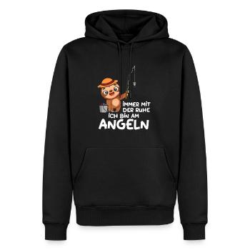 Immer mit der Ruhe ich bin am Angeln Faultier - Männer Premium Bio Hoodie - Schwarz - Vorne - Nico (187cm)