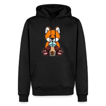 Kawaii Bubble Tea Fuchs - Männer Premium Bio Hoodie - Schwarz - Vorne - Nico (187cm)