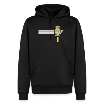 Denmark Football Danish Coat of Arms Flag Dynamite - Men’s Premium Organic Hoodie - black - Front - Nico (187cm)