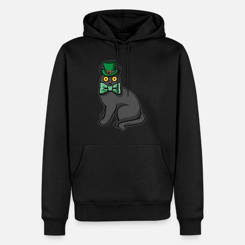 Chat noir Saint-Patrick - Sweat à capuche Premium bio Homme - noir