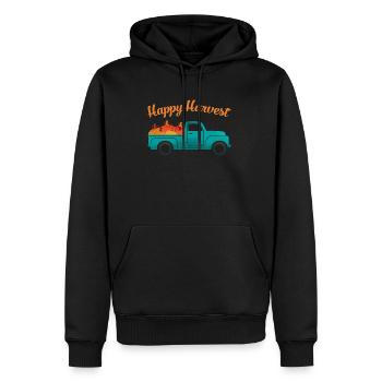 Happy Harvest Ernte Kürbis Shirt Herbst - Männer Premium Bio Hoodie - Schwarz - Vorne - Nico (187cm)