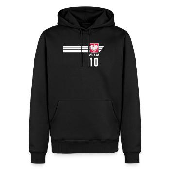 Pologne Polska Patriotisme polonais Fan de football - Sweat à capuche Premium bio Homme - noir - Devant - Nico (187cm)