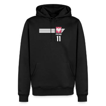 Pologne Polska Patriotisme polonais Fan de football - Sweat à capuche Premium bio Homme - noir - Devant - Nico (187cm)