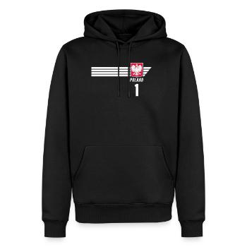 Pologne Polska Patriotisme polonais Fan de football - Sweat à capuche Premium bio Homme - noir - Devant - Nico (187cm)