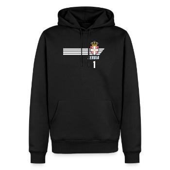 Serbie Srbija Patriotism Football Fan Jersey - Sweat à capuche Premium bio Homme - noir - Devant - Nico (187cm)